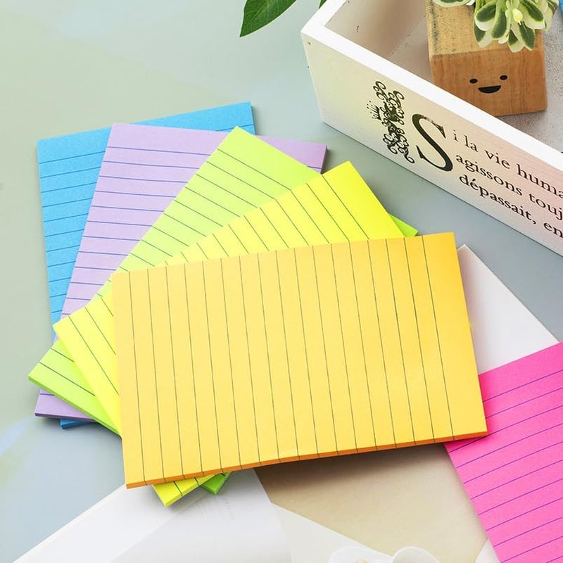 Kozerite (6 Pack) Lined Sticky Notes 4x6 in,Large Notepads with Lines,Ruled Stickies Super Sticking Power,Office School Memo Note Pads Bright Colors,Post on Windows Doors,Recyclable,Easy to Write on - Image 4